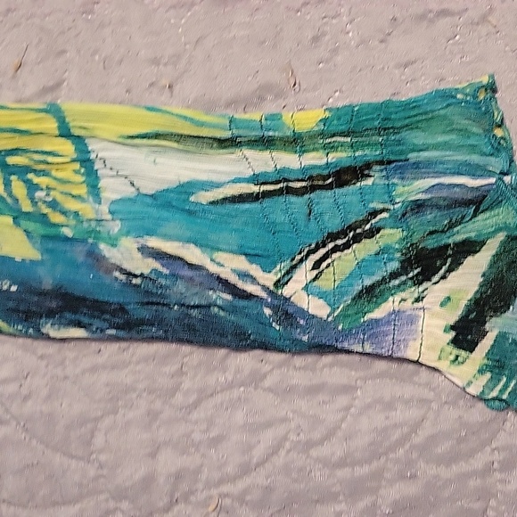 Cache sheer multicolored scoop shirt with crystal beads ties gathered low waist - Picture 5 of 9